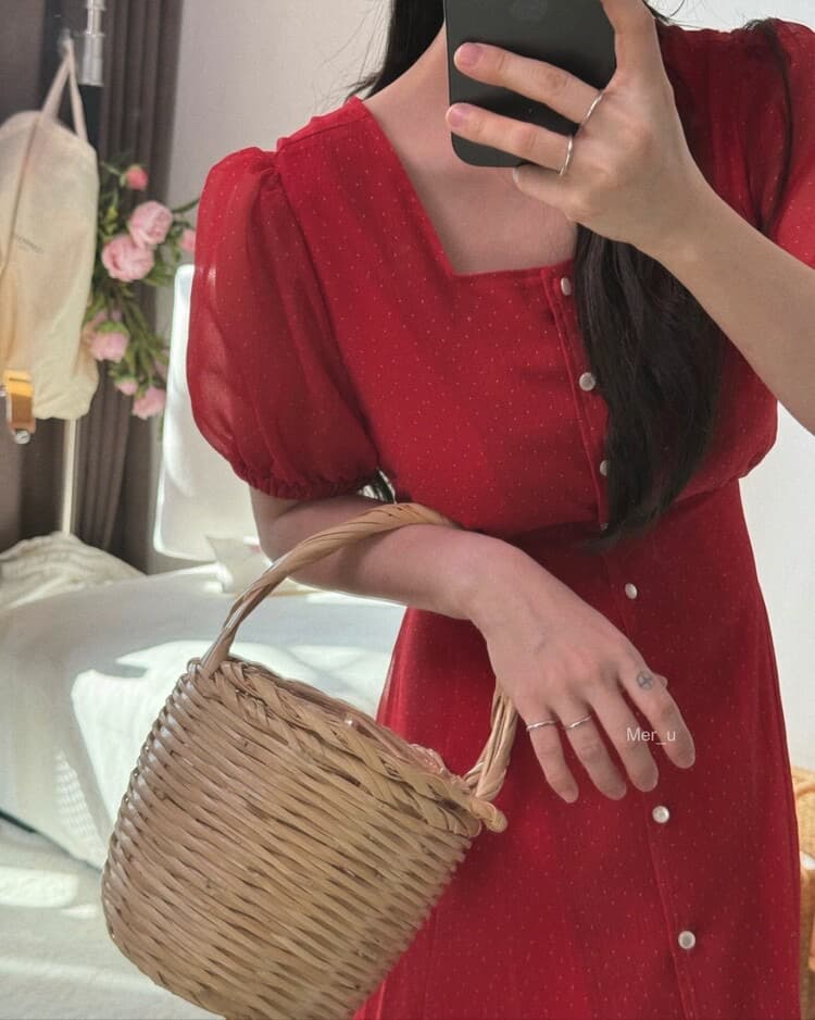 재고 있음 우아함 품격 광장 칼라 레이스업 드레스 이미지 2