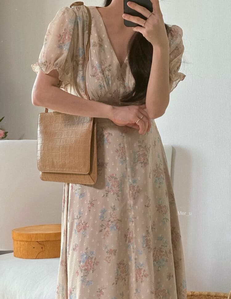 재고 있음 품격 V넥 프랑스식 드레스 이미지 4