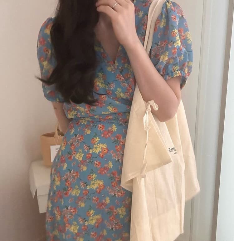 재고 있음 여름 작은 청신 레트로 꽃무늬 드레스 이미지 2