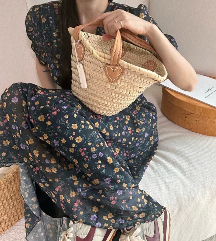 재고 있음 품격 V넥 레트로 꽃무늬 레이스업 드레스 상세 이미지 11