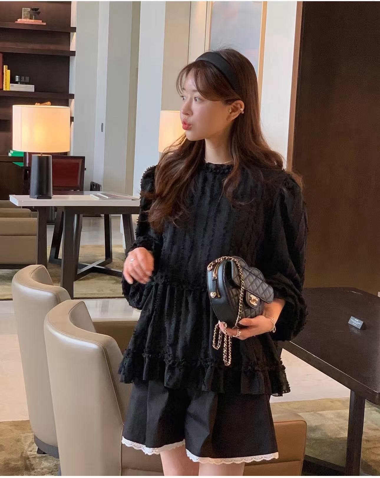 재고 있음 프랑스식 품격 레이스 자카드 셔츠 상세 이미지 15