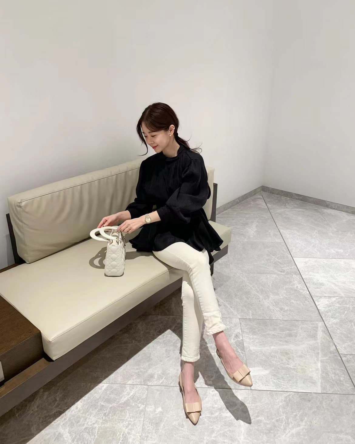 재고 있음 달콤함 품격 스탠드 칼라 레이스업 허리 수축 맨위 상세 이미지 26