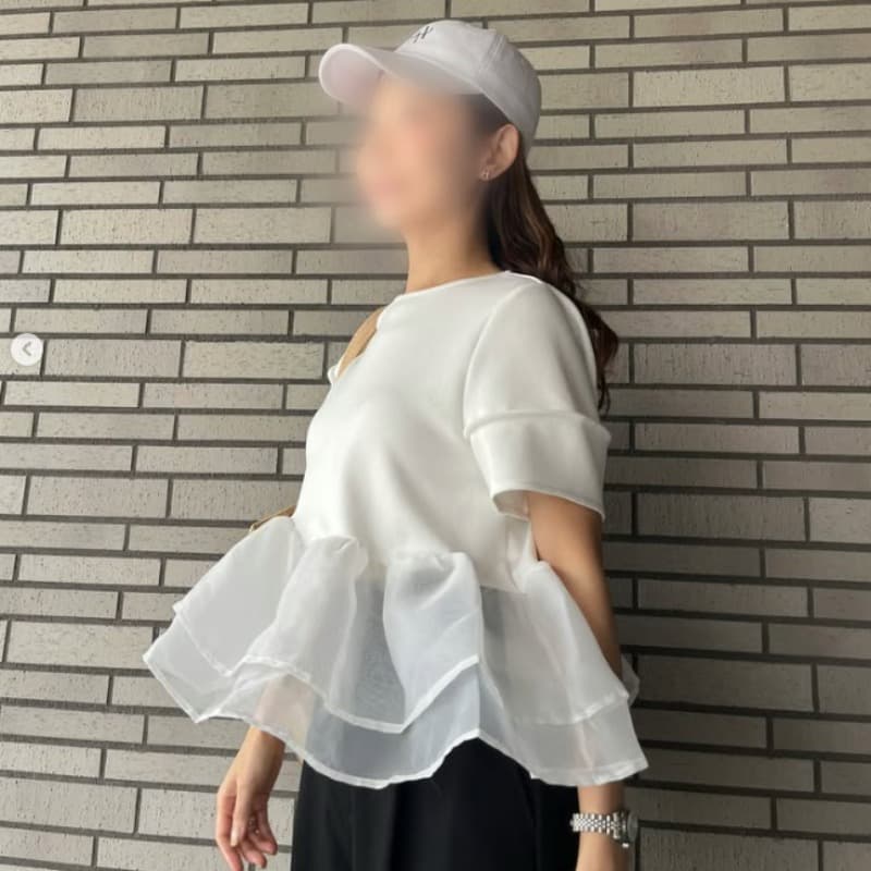 국경 간 대외 무역 수출 일본식 달콤함 연령 감소 망사 프릴 패치워크 반팔 티셔츠 인형 셔츠 짧은 맨위 여성 상세 이미지 14