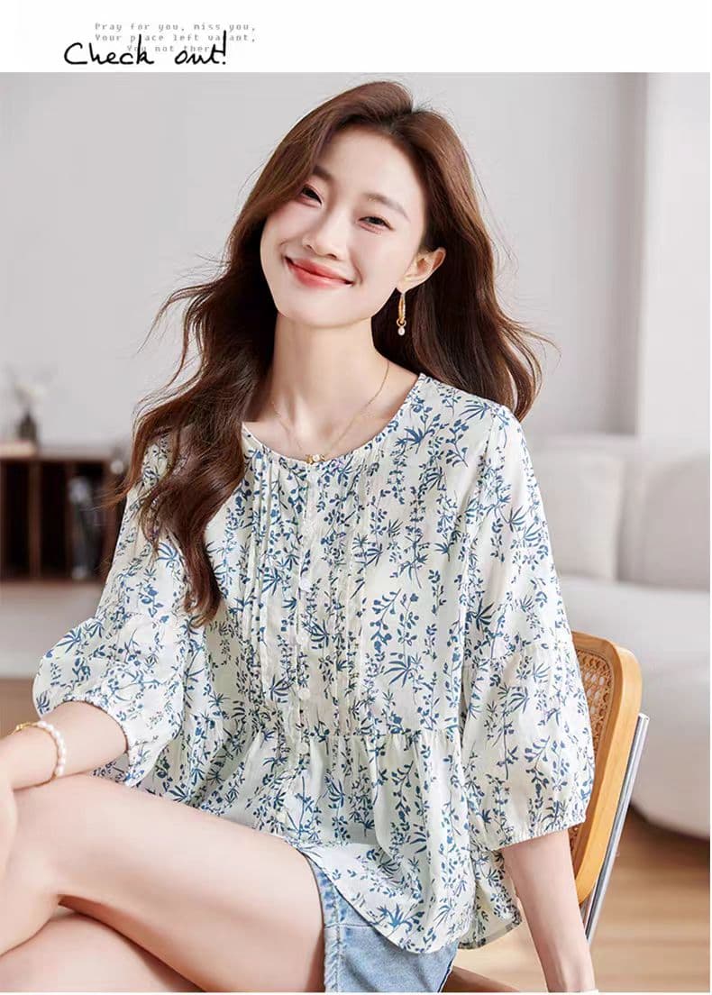 꽃무늬 7부 소매 셔츠 새로운 디자인 센스 셔츠 외국 가스 연령 감소 작은 셔츠 맨위 상세 이미지 13
