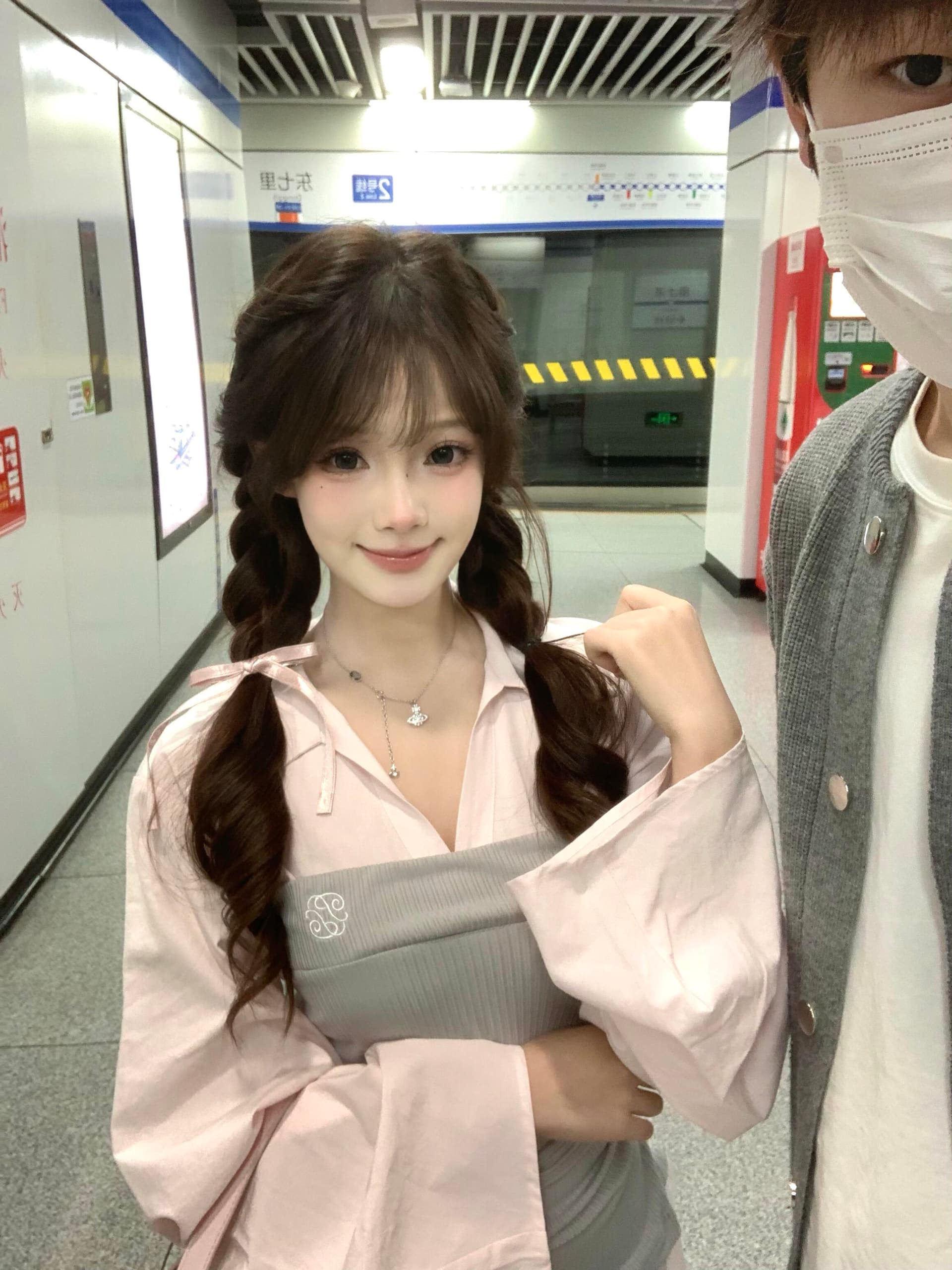 패치워크 페이크 레이어드 셔츠 작은 대중 배색 셔츠 허리 수축 긴팔 맨위 상세 이미지 2