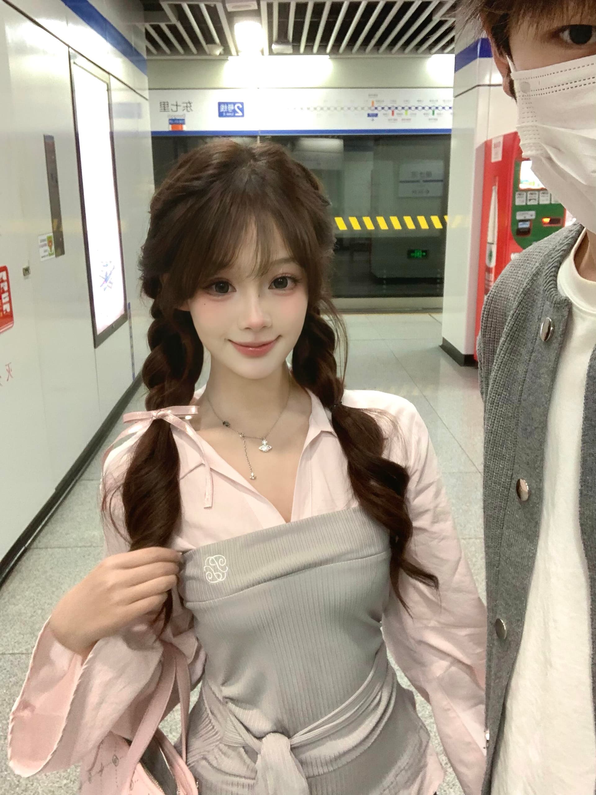 패치워크 페이크 레이어드 셔츠 작은 대중 배색 셔츠 허리 수축 긴팔 맨위 상세 이미지 6