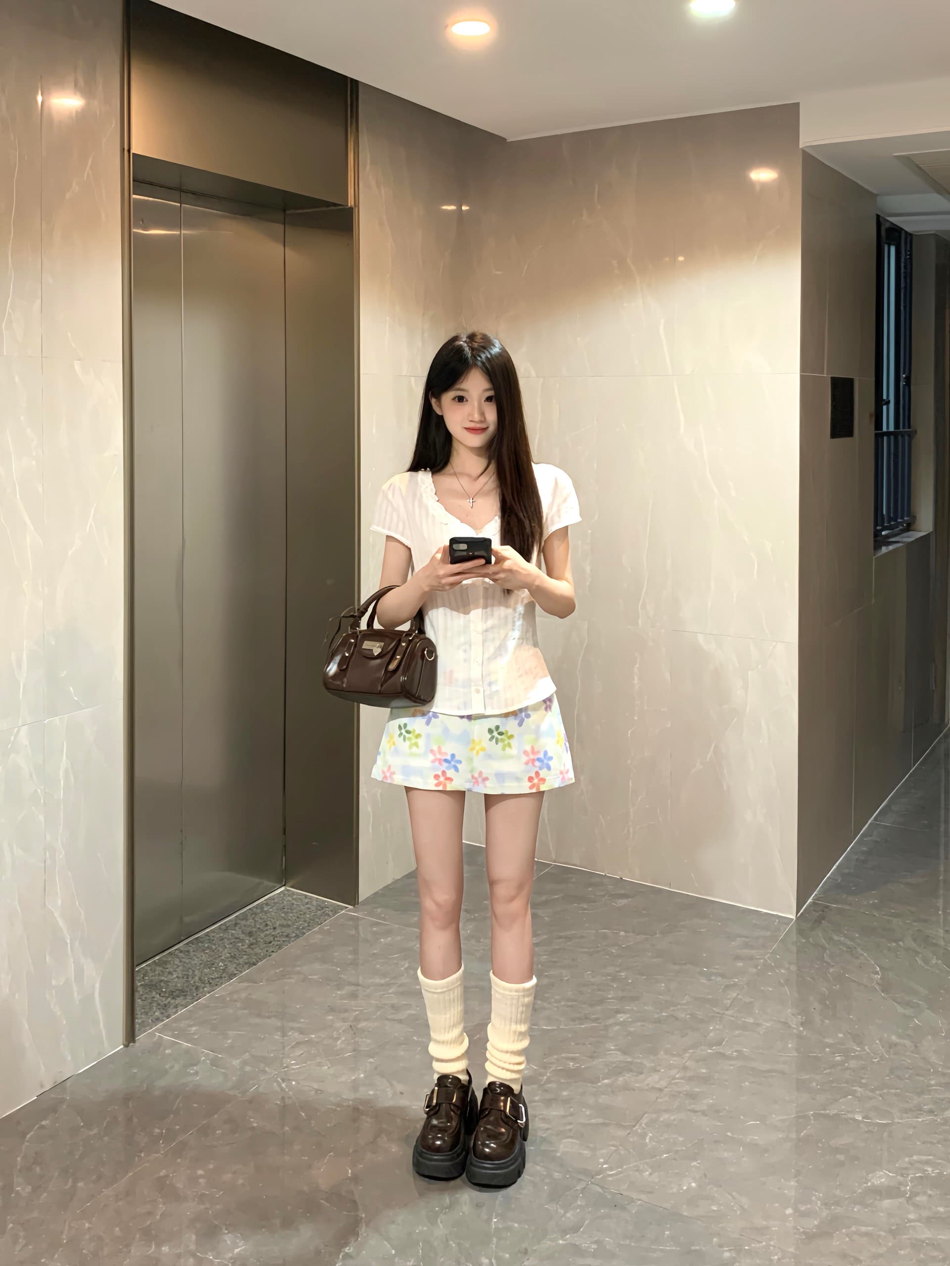 한 부서 자이언트 잘 생긴 프릴 화이트 V넥 반팔 여성 셔츠 여름 새로운 허리 수축 셔츠 맨위 이미지 4