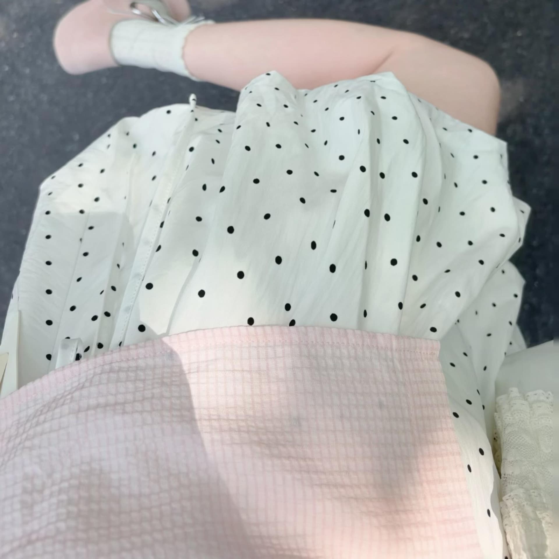 한 부서 달콤함 도트 무늬 나비 매듭 칼라 패치워크 비스듬한 문 襟 반팔 여성 셔츠 여름 새로운 몸매 가꾸기 슬림해 보이는 맨위 이미지 6