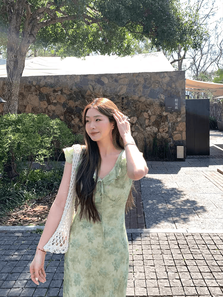 여름 연애 편지 신선함 우아함 품격 여성 드레스 부드러운 작은 날다 소매 달콤함 치마 상세 이미지 1