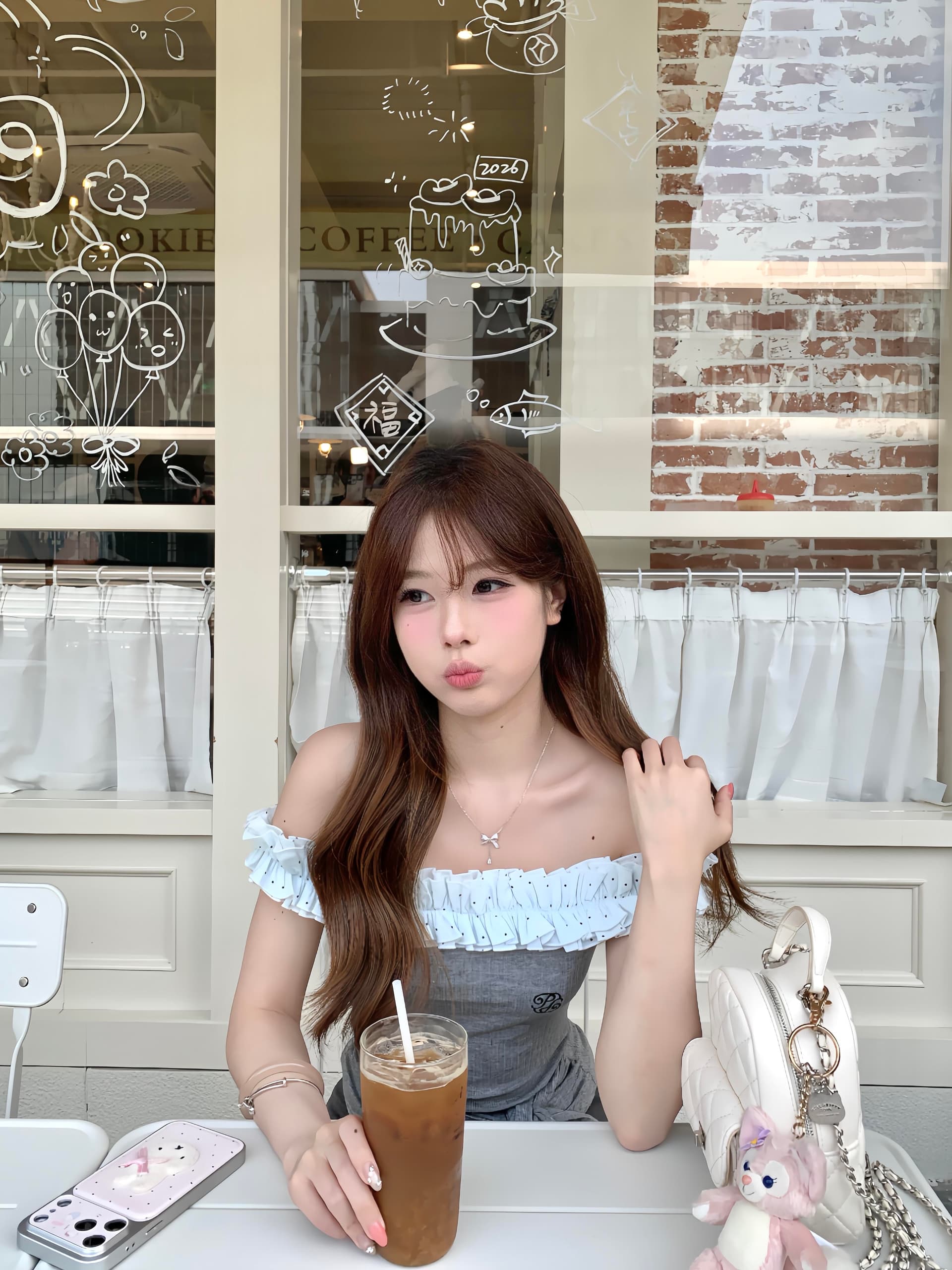 도트 무늬 레이스 패치워크 오프숄더 허리 수축 티셔츠 여성 여름 섹시함 핫걸 발레 바람 레이스업 맨위 이미지 2
