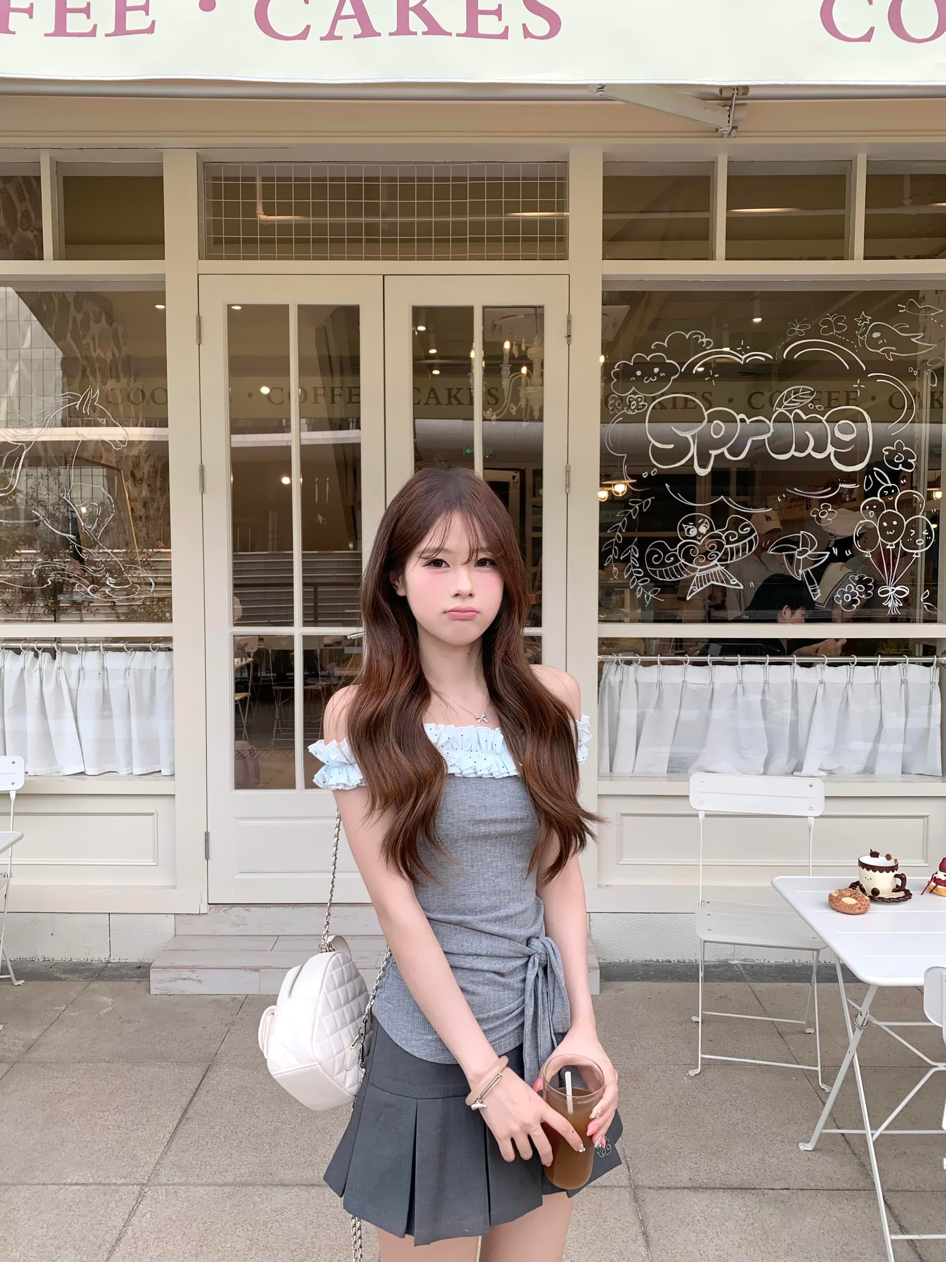 도트 무늬 레이스 패치워크 오프숄더 허리 수축 티셔츠 여성 여름 섹시함 핫걸 발레 바람 레이스업 맨위 이미지 4
