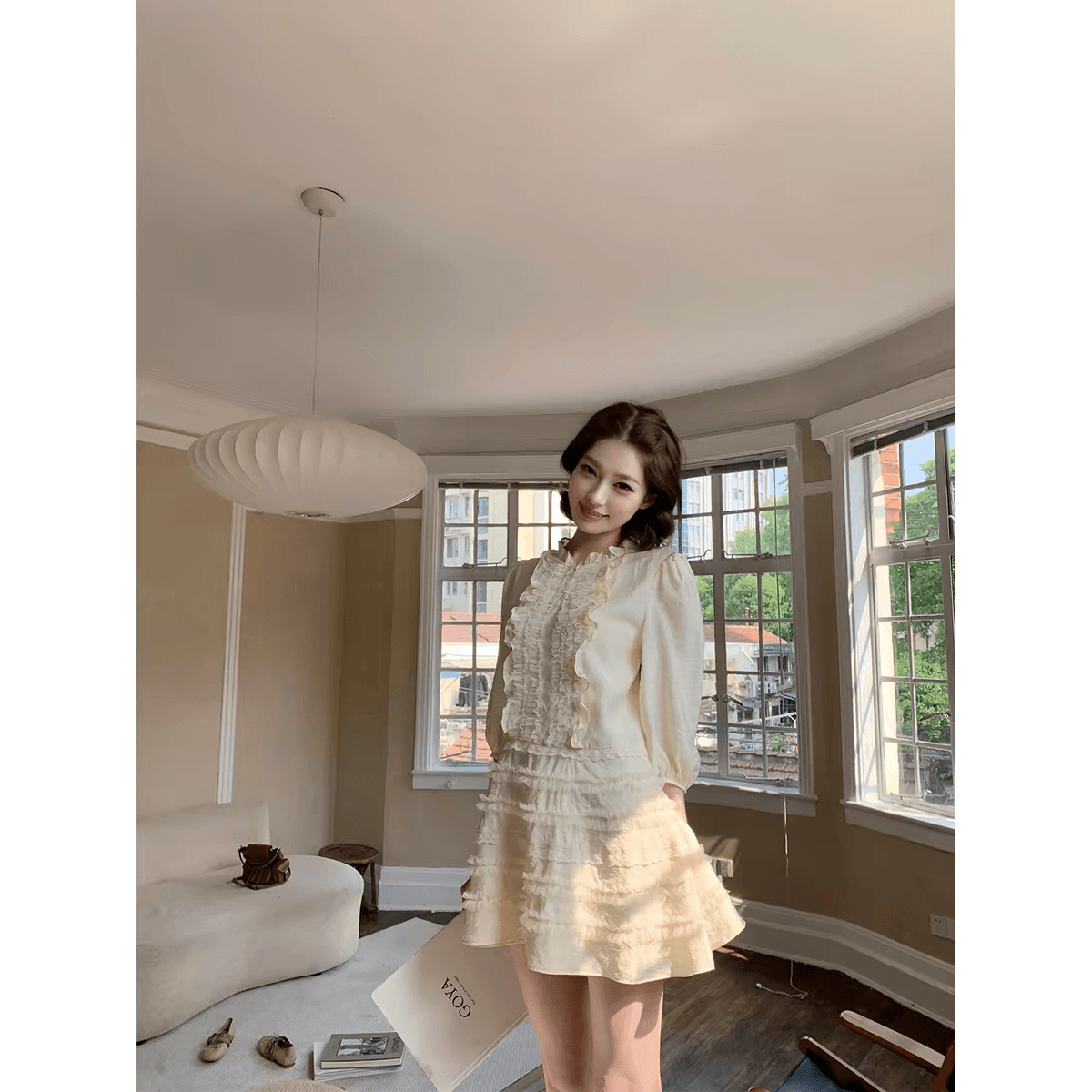 지저우 소프트 캔디 라이 경기 서울 무거운 작업 2 색 레이스 레이스 드레스 한 부서 잘 행동 한 미니 스커트 상세 이미지 2