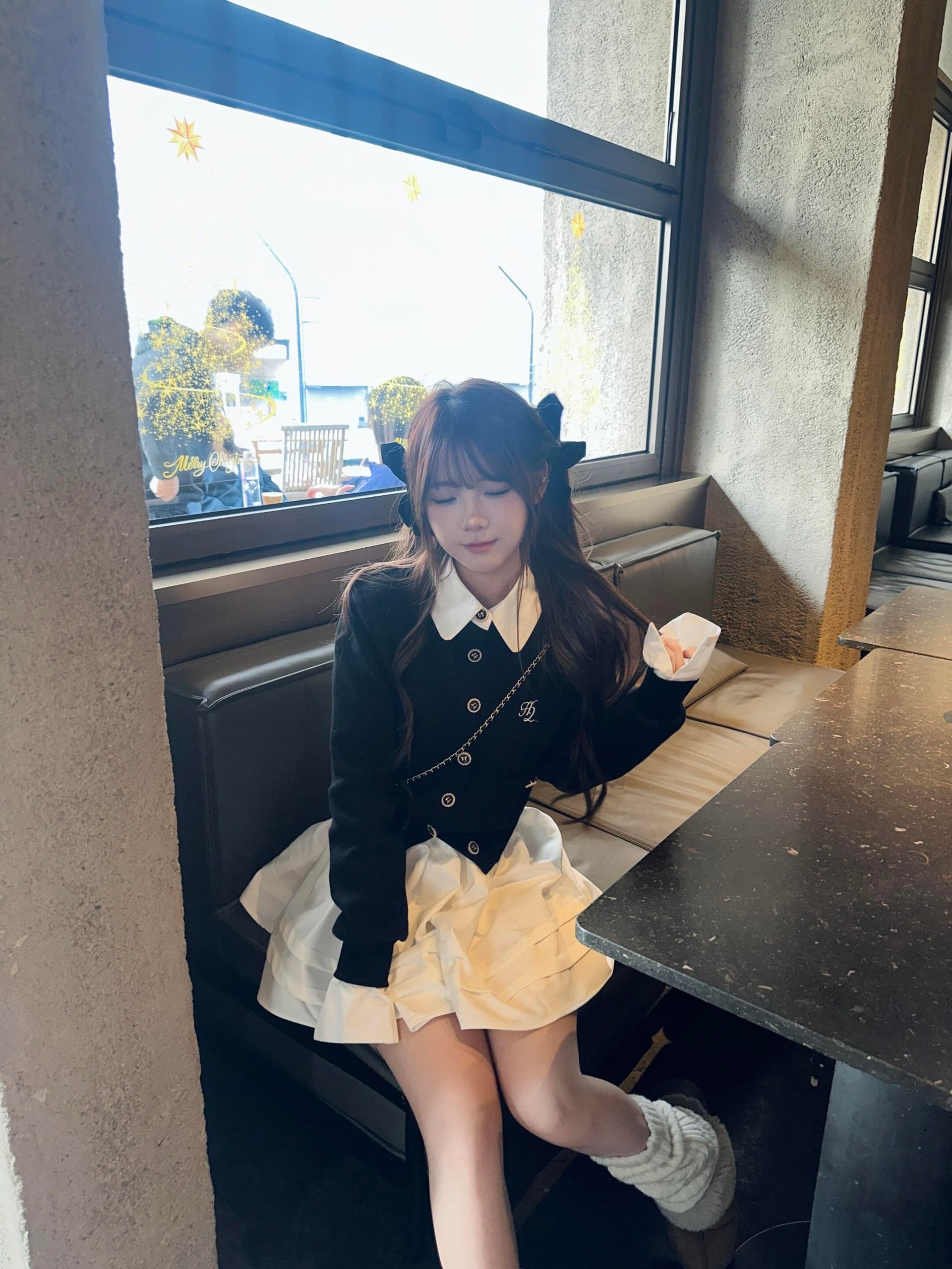 가을 착용 가져 가라. 학원 스타일 소금 부서 빛 요리 한 아름다운 페이크 레이어드 패치워크 스웨터 플리츠 치마 세트 2026 새로운 여성 이미지 3