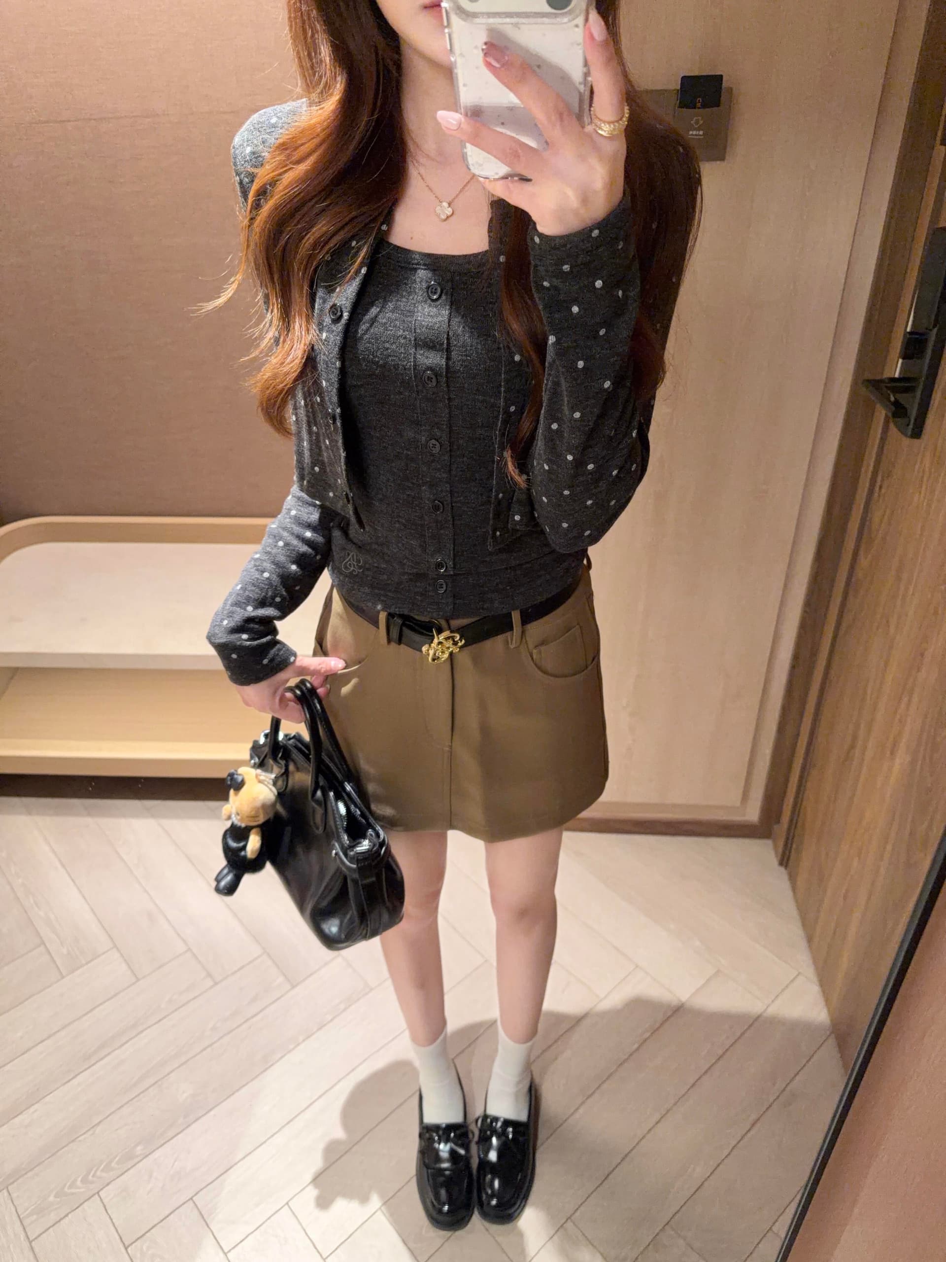 이른 가을 한 부서 낮음 채도 miu 인사이드 miu 가스 세트 여성 뜨개질 오픈 가디건 작은 키 절묘한 착용 가져 가라. 전체 집합 상세 이미지 3