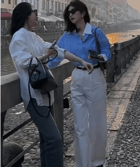 POLO 칼라 파란색 스트라이프 셔츠 여성 의류 봄 고유 한 아름다운 작은 셔츠 프랑스식 고급 센스 맨위 상세 이미지 3