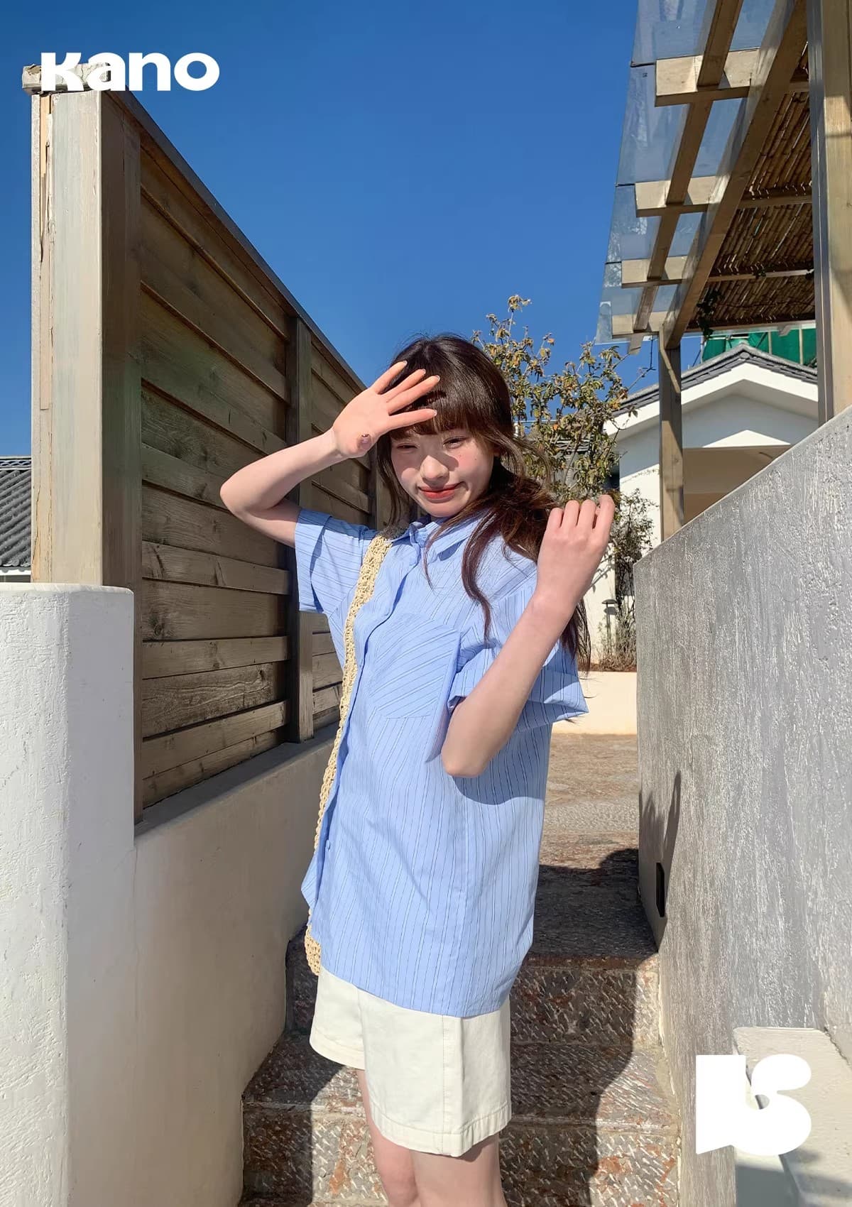 안녕하세요. 대포 블루 기사 루즈핏 느긋한 막대기 가방 반팔 여성 셔츠 여름 캐주얼 다용도 고유 한 Chic 맨위 상세 이미지 28