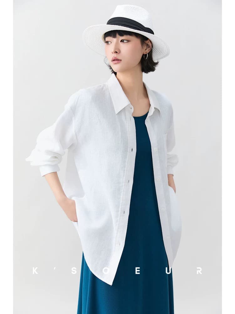 오래된 돈 바람 아마 주간 실크 여성 셔츠 2026 봄 루즈핏 캐주얼 오픈 가디건 품격 느슨함 센스 긴팔 셔츠 상세 이미지 1
