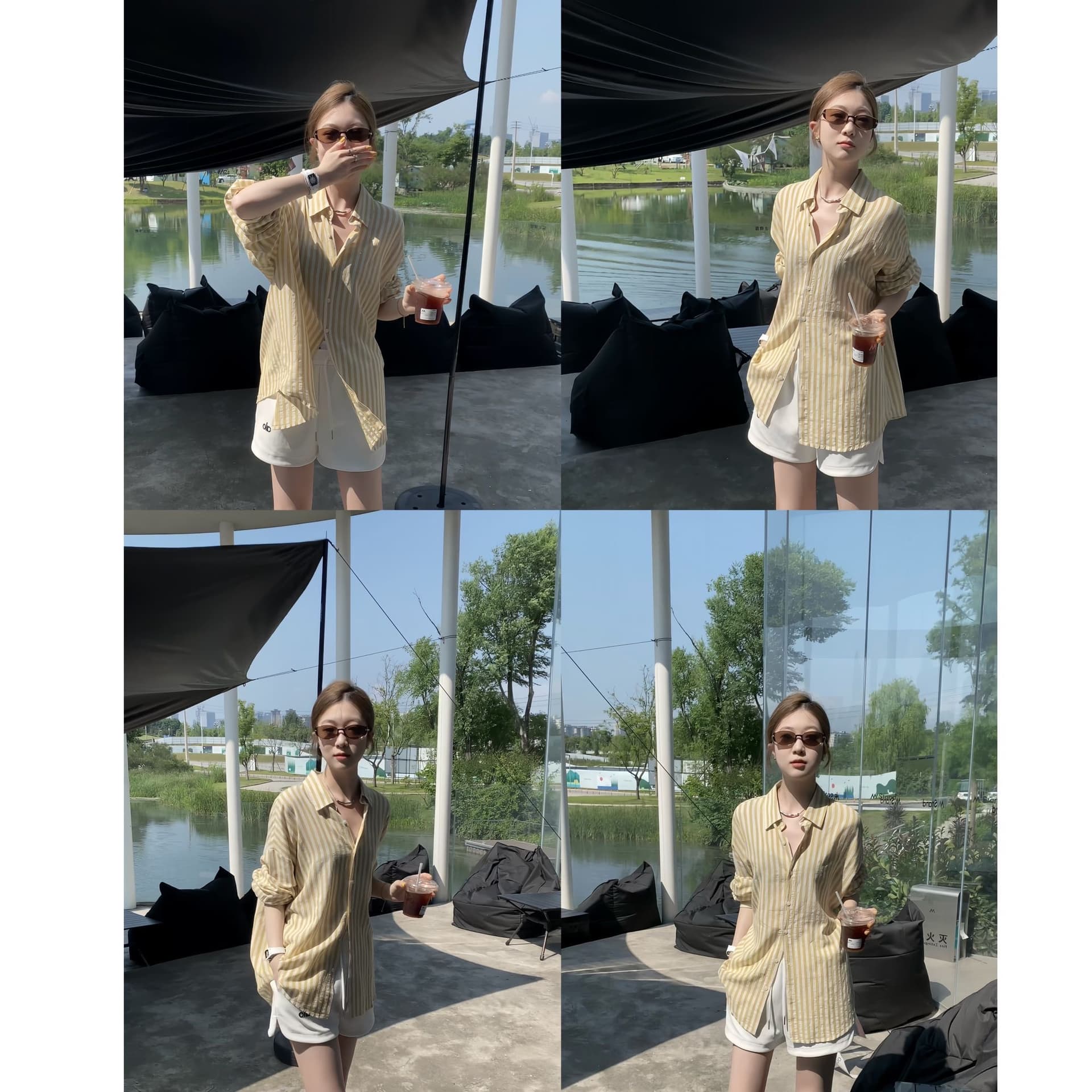 느긋한 문예 가을 순면 자외선 차단 긴팔 여성 루즈핏 다용도 카디건 코트 상세 이미지 3