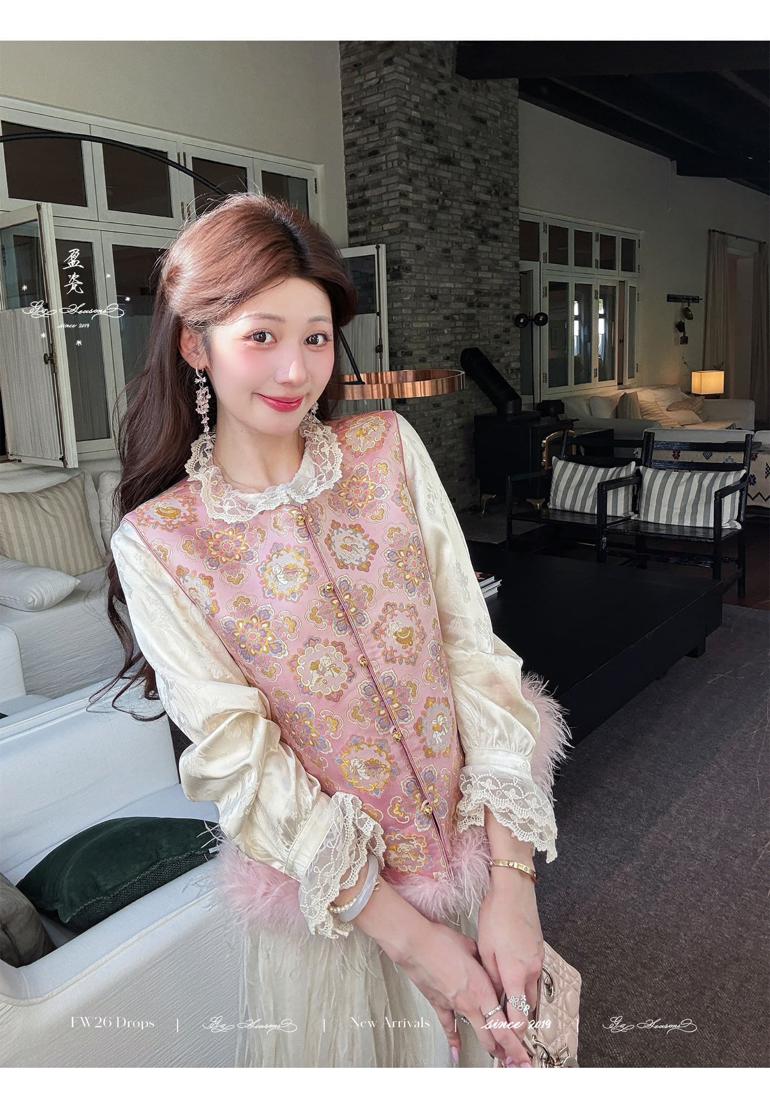 빛과 그림자 꽃 신 자카드 새로운 중식 여성 셔츠 이른 가을 레이스 디자인 센스 국풍 맨위 상세 이미지 17