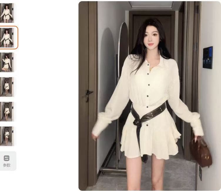 2026 새로운 빅 사이즈 한 부서 품격 화이트 셔츠 드레스 아이들 조기 가을 프랑스식 고유 한 Chic 미니 스커트 상세 이미지 4