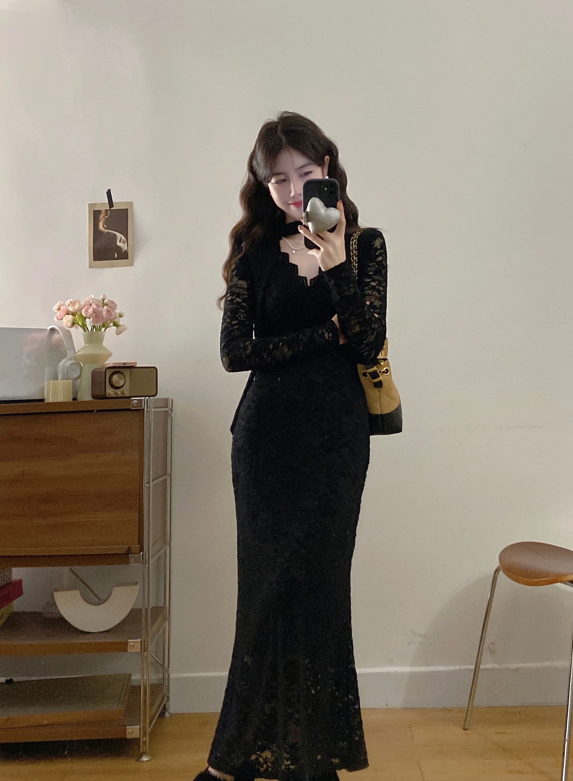 실사 빅 사이즈 가을 겨울 인사이드 가져 가라. 기본 스커트 V넥 레이스 타이트 스커트 인어 꼬리 스커트 여성 드레스 롱 스커트 상세 이미지 7