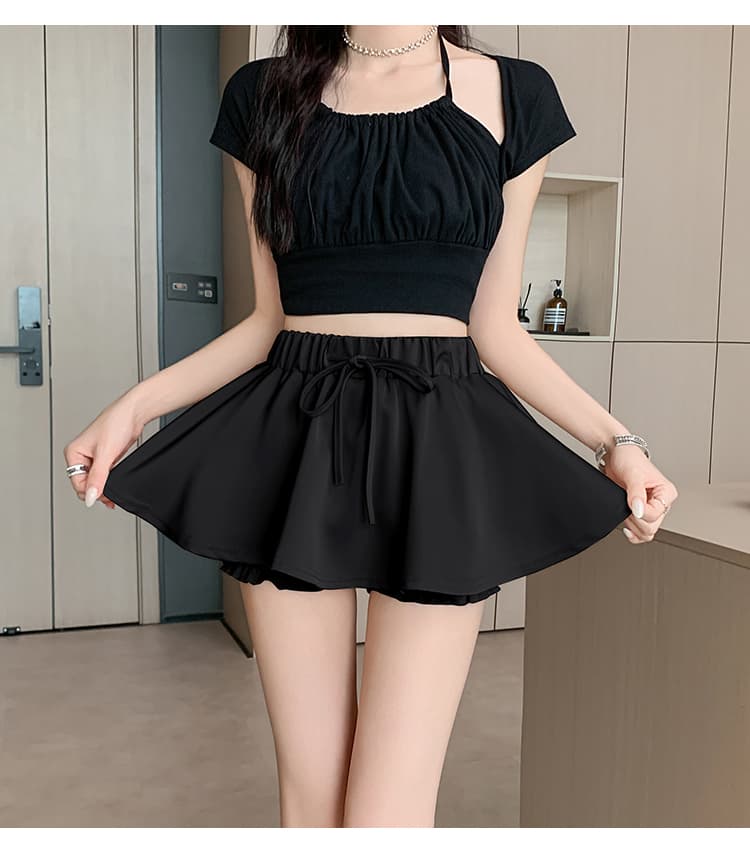실사 2026 여름 새로운 여성 아메리칸 레트로 달콤한 매운맛 바람 초단 스커트 새로운 원단 부드럽게 모방 단조 반신 스커트 상세 이미지 34