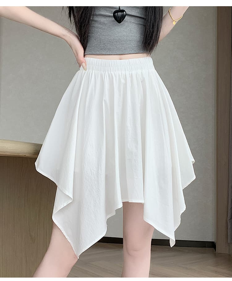 실사 2026 년 여름 새로운 여성 허리밴드 불규칙 치마 표지 고기 슬림해 보이는 바지 5 점 반신 스커트 상세 이미지 17