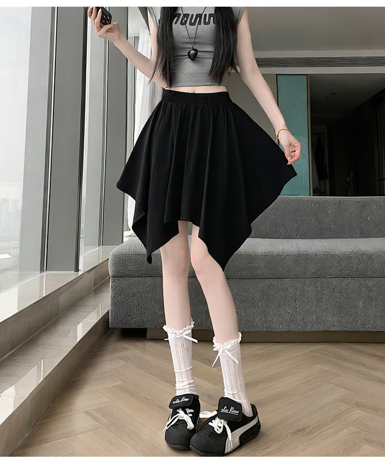 실사 2026 년 여름 새로운 여성 허리밴드 불규칙 치마 표지 고기 슬림해 보이는 바지 5 점 반신 스커트 상세 이미지 34