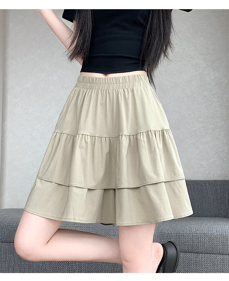실사 2026 년 여름 새로운 여성 레저 넓은 다리가 짧다. 바지 프릴 패치워크 5 점 치마바지 측면 주머니 상세 이미지 25