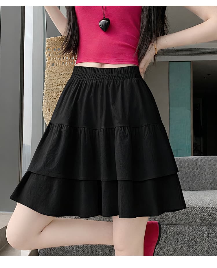 실사 2026 년 여름 새로운 여성 레저 넓은 다리가 짧다. 바지 프릴 패치워크 5 점 치마바지 측면 주머니 상세 이미지 32