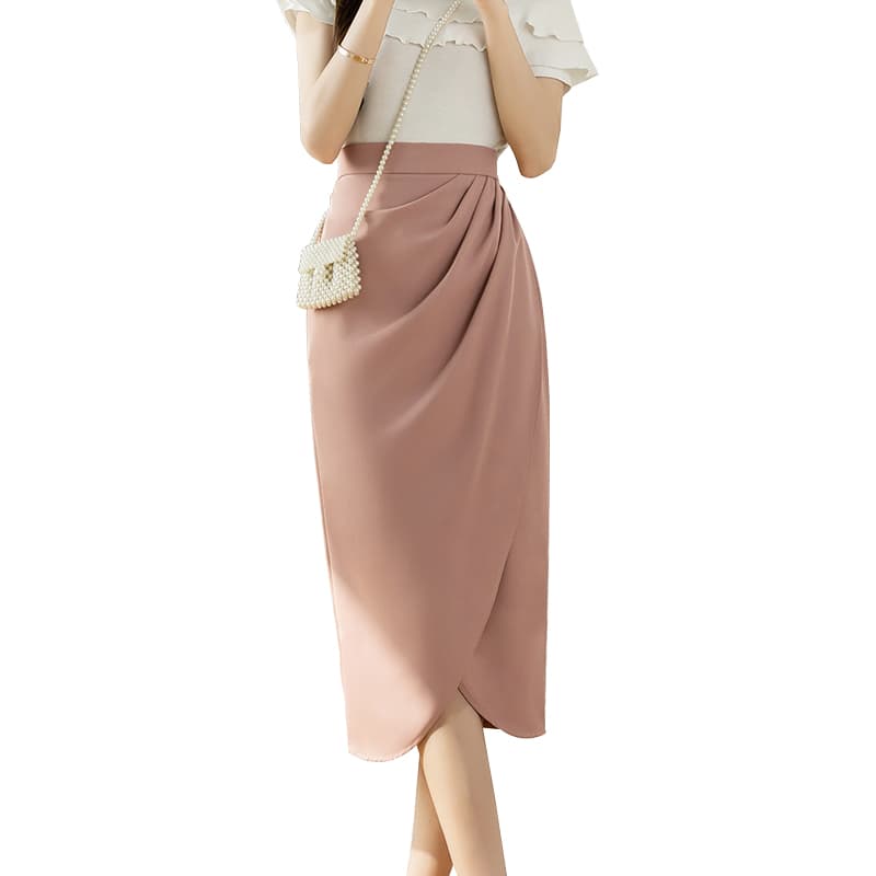 실사 비디오 단색 반신 스커트 봄 여름 2026 새로운 출퇴근 치마 트임 디자인 타이트 스커트 스트레이트 길다 치마 이미지 6