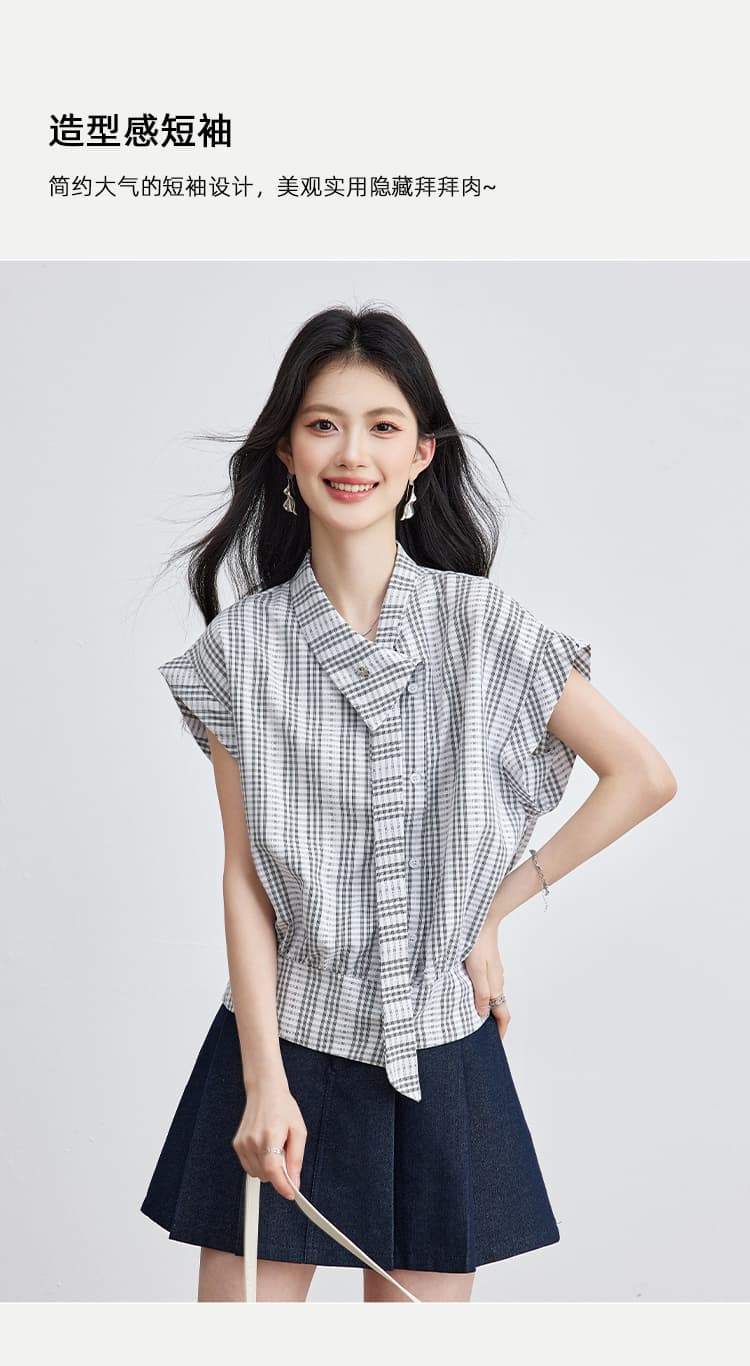 고급 센스 불규칙 민소매 여성 셔츠 2026 여름 새로운 출퇴근 고유 한 캐주얼 켜기 셔츠 상세 이미지 5