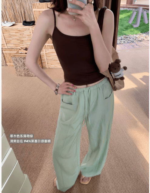 극단적 인 속도 온도 하강 얼음 萃 소다 차가운 바지 94 라이 경기 서울 루즈핏 스트레이트 허리밴드 얇고 가벼운 캐주얼 바지
