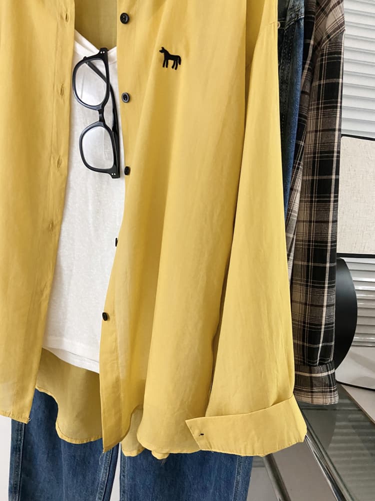 실사 오래된 돈 바람 자수 작은 말 캐주얼 여성 셔츠 주간 실크 통기성 긴팔 폴로 칼라 다용도 자외선 차단 외출용 맨위 상세 이미지 15