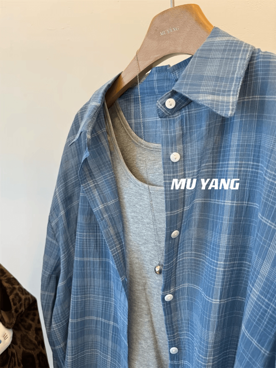 muyang 활력 여름 한국 긴팔 체크무늬 배색 체크무늬 셔츠 셔츠 얇은 스타일 자외선 차단 셔츠 상세 이미지 11