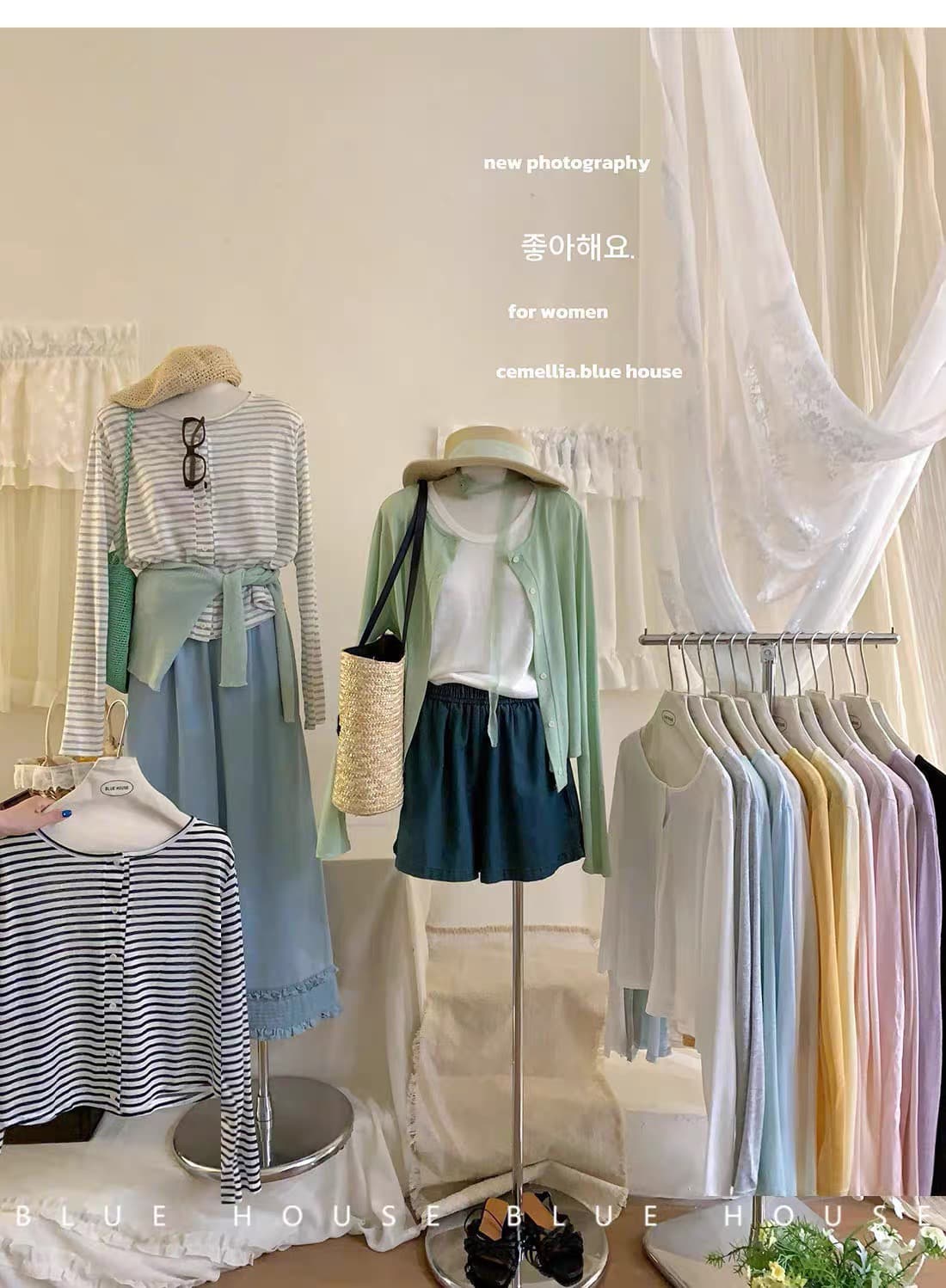 일본식 부드러운 인터넷 에디션 스트라이프 주간 실크 코튼 자외선 차단 티셔츠 오픈 가디건 여성 여름 느슨함 센스 빛 사람들 얇고 가벼운 에어컨 재킷 상세 이미지 38