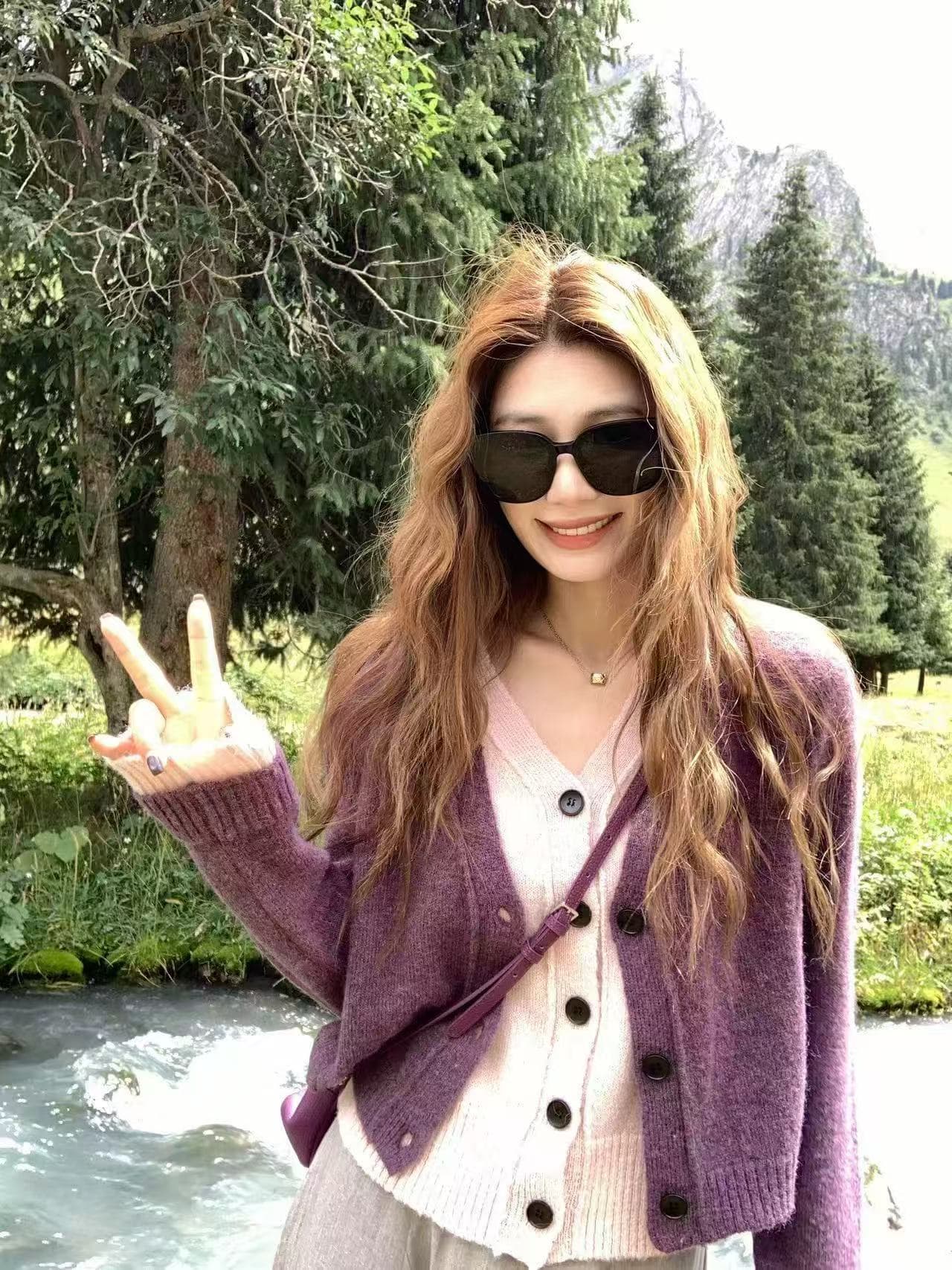수 있습니다. 이슬 리 소녀 재미있는 착용 가져 가라. 페이크 레이어드 배색 양모 혼방 니트 오픈 가디건 상세 이미지 7