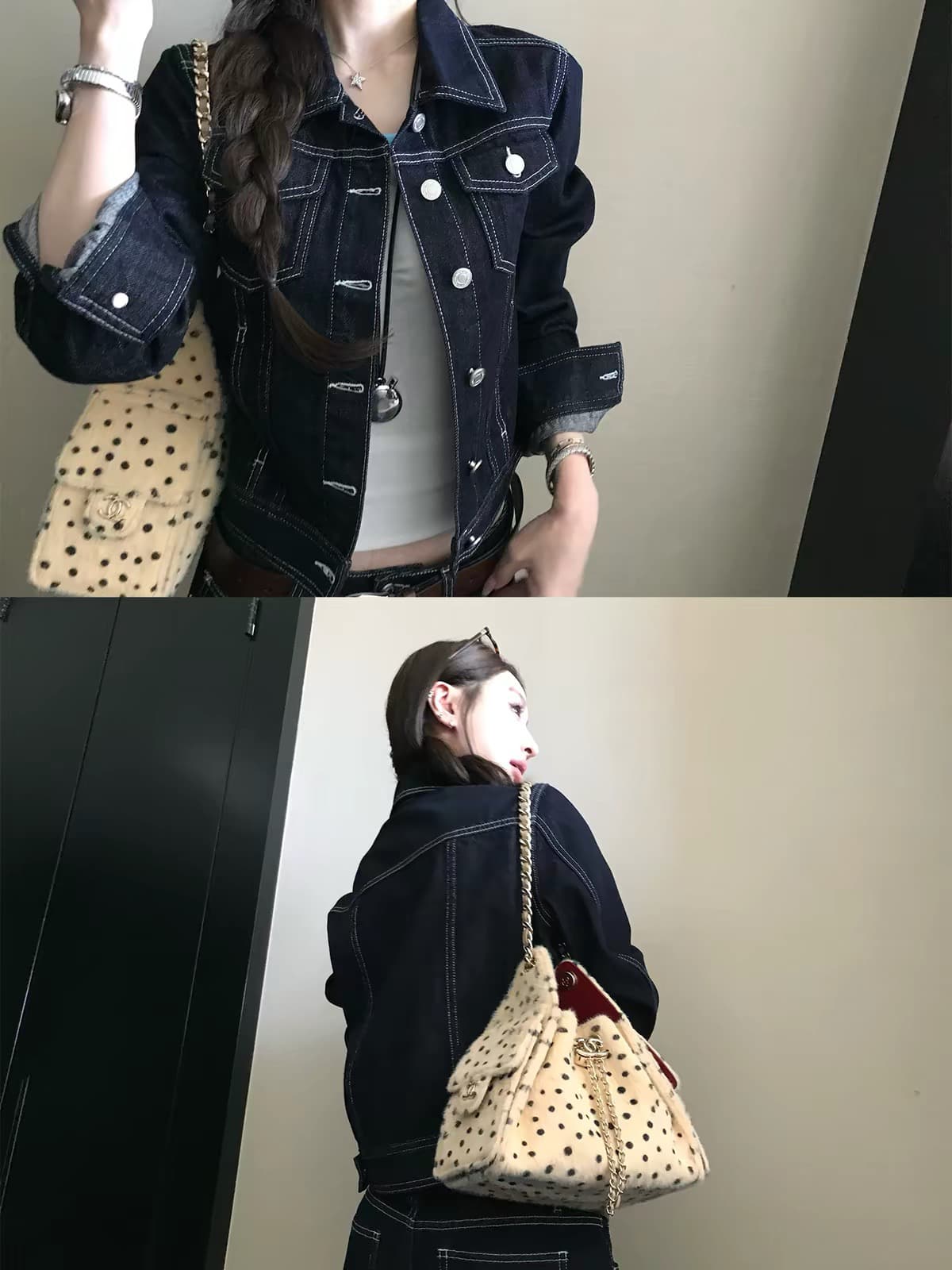 denim 데님 신성 권위 원단 높음 엔드 라인 클래식 데님 세트 매우 가스 필드 오래된 돈 높음 지혜 센스 이미지 2
