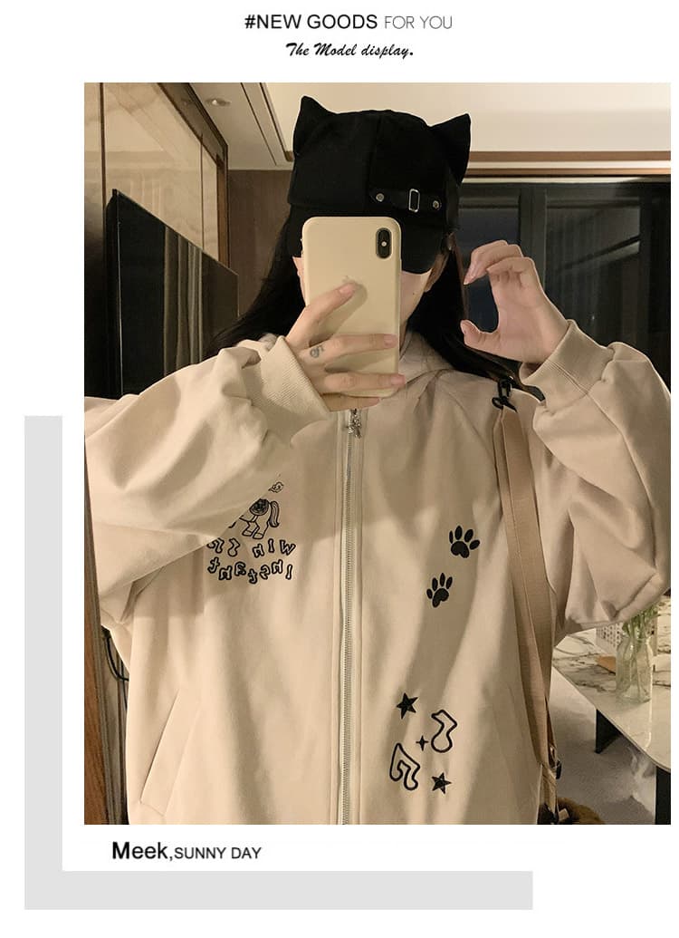 실사 작은 대중 디자인 kt 자수 두꺼운 플리스 여성 코트 가을 겨울 루즈핏 캐주얼 보온 솜을 넣은 맨위 상세 이미지 27