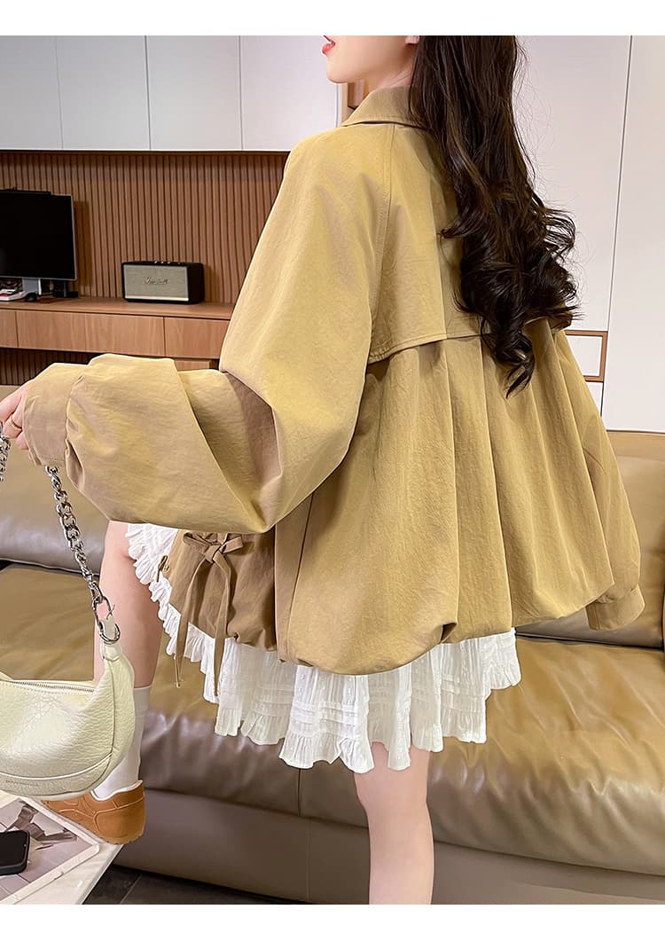 실사 베이비 칼라 레이스 레이스 디자인 센스 루즈핏 여성 코트 2026 봄 드레스 새로운 쇼트 스타일 재킷 맨위 상세 이미지 14