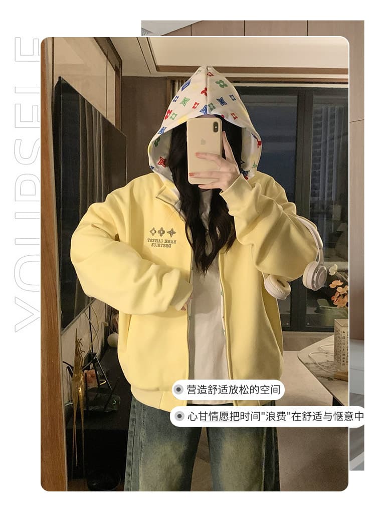 실사 오각형 별 여성 2026 새로운 봄 가을 귀여운 개 오픈 가디건 지퍼 디자인 센스 학원 스타일 재킷 상세 이미지 5