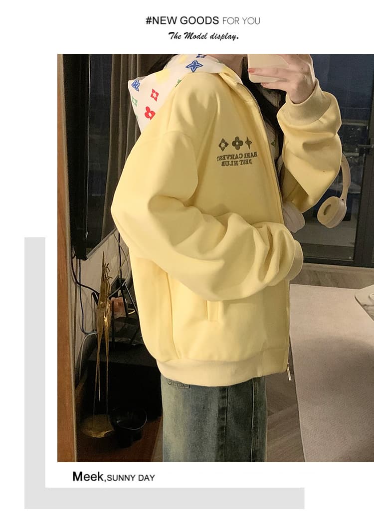 실사 오각형 별 여성 2026 새로운 봄 가을 귀여운 개 오픈 가디건 지퍼 디자인 센스 학원 스타일 재킷 상세 이미지 28