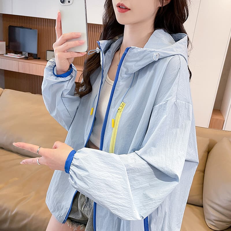 2026 새로운 아메리칸 야외 통기성 긴팔 자외선 차단 복 여성 여름 패치워크 루즈핏 다용도 국방 자외선 재킷 이미지 5