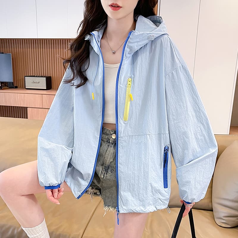 2026 새로운 아메리칸 야외 통기성 긴팔 자외선 차단 복 여성 여름 패치워크 루즈핏 다용도 국방 자외선 재킷 이미지 3