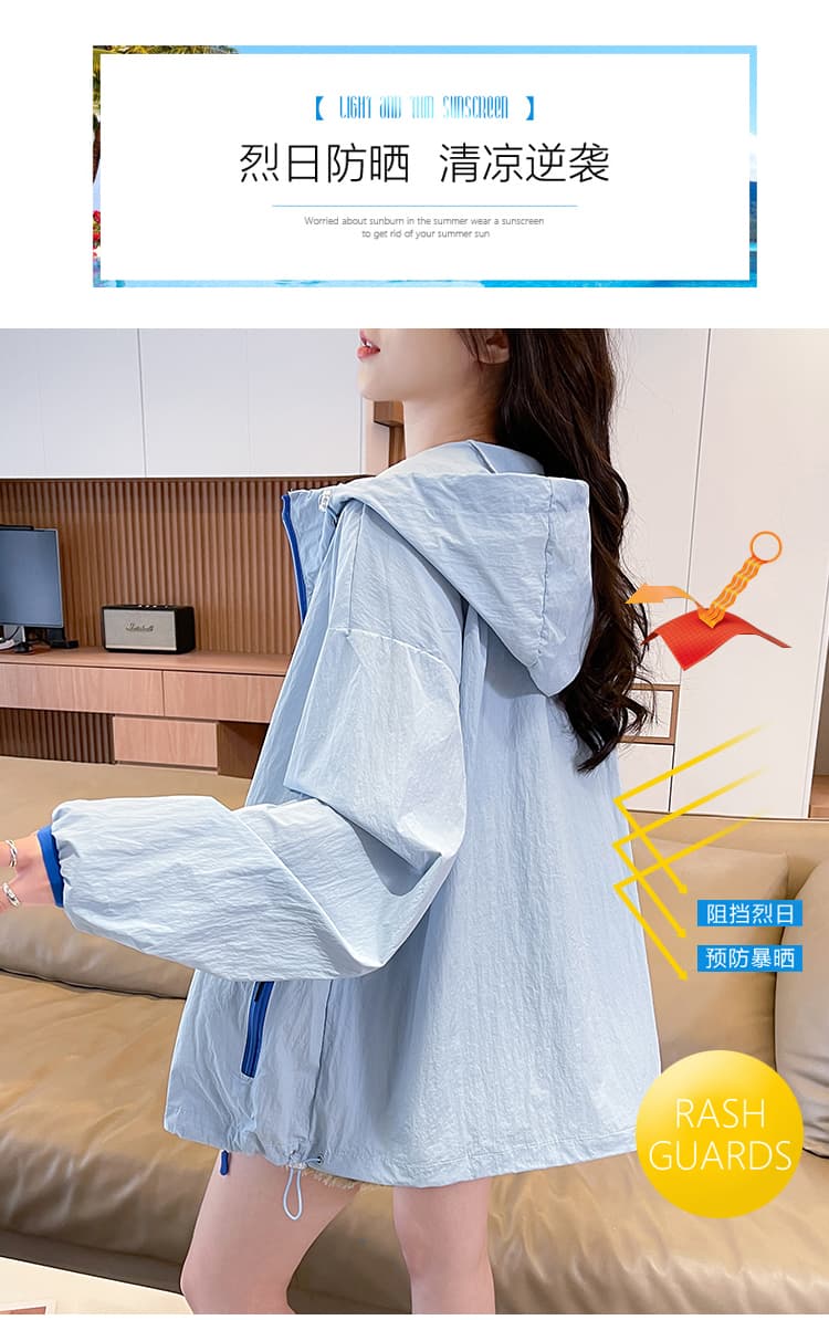 2026 새로운 아메리칸 야외 통기성 긴팔 자외선 차단 복 여성 여름 패치워크 루즈핏 다용도 국방 자외선 재킷 상세 이미지 2
