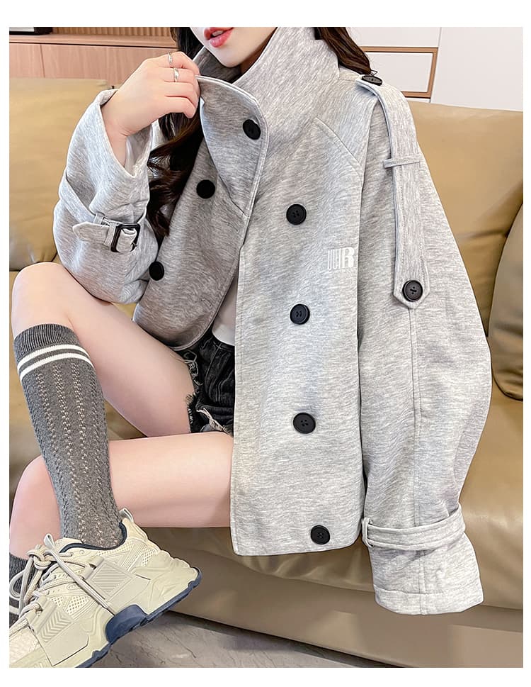 2026 실사 자이언트 잘 생긴 후드티 여자 올해 새로운 바람막이 이중 버튼 프로필 종류 빈 가스 층 카디건 코트 상세 이미지 12