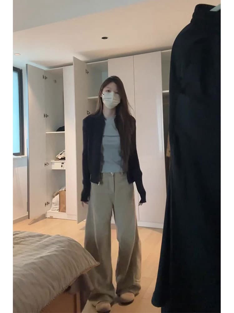 자이언트 잘 생긴 ~ 중 한 부서 지퍼 니트 재킷 캐주얼 바지 2026 봄 새로운 분위기 센스 착용 가져 가라. 세트 상세 이미지 1
