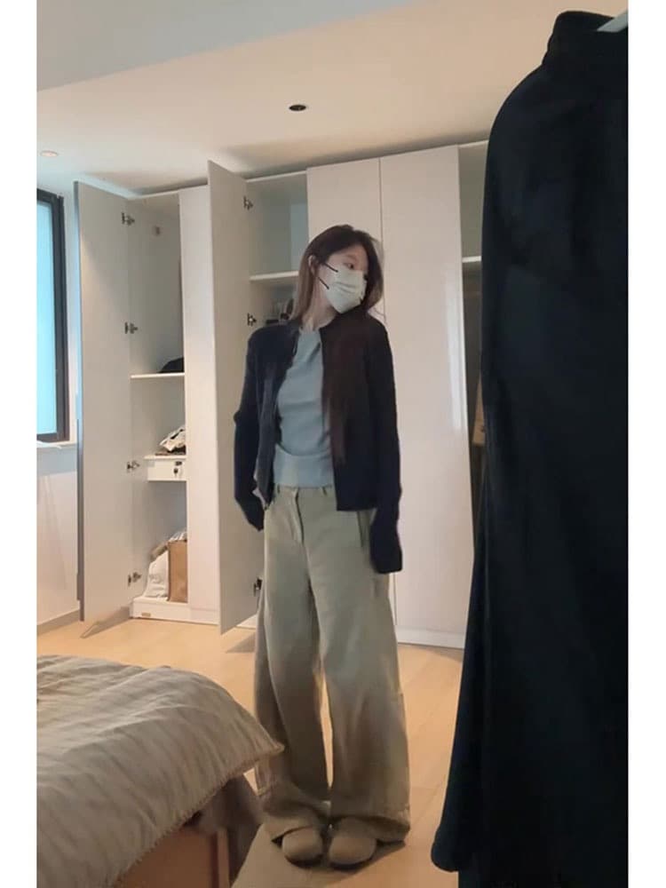 자이언트 잘 생긴 ~ 중 한 부서 지퍼 니트 재킷 캐주얼 바지 2026 봄 새로운 분위기 센스 착용 가져 가라. 세트 상세 이미지 2