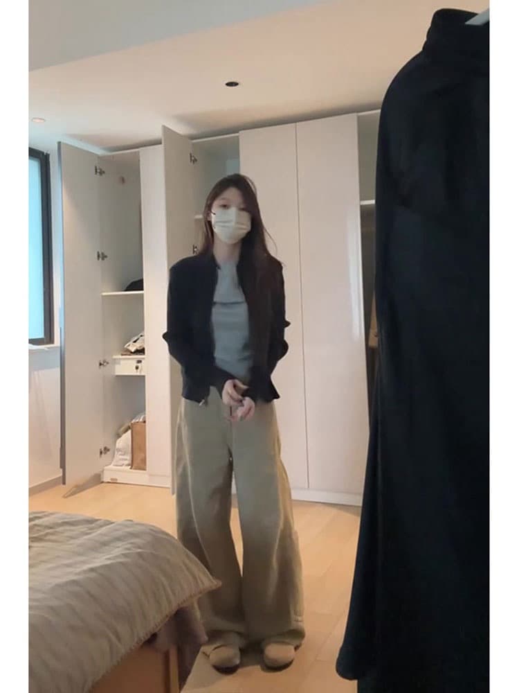 자이언트 잘 생긴 ~ 중 한 부서 지퍼 니트 재킷 캐주얼 바지 2026 봄 새로운 분위기 센스 착용 가져 가라. 세트 상세 이미지 3