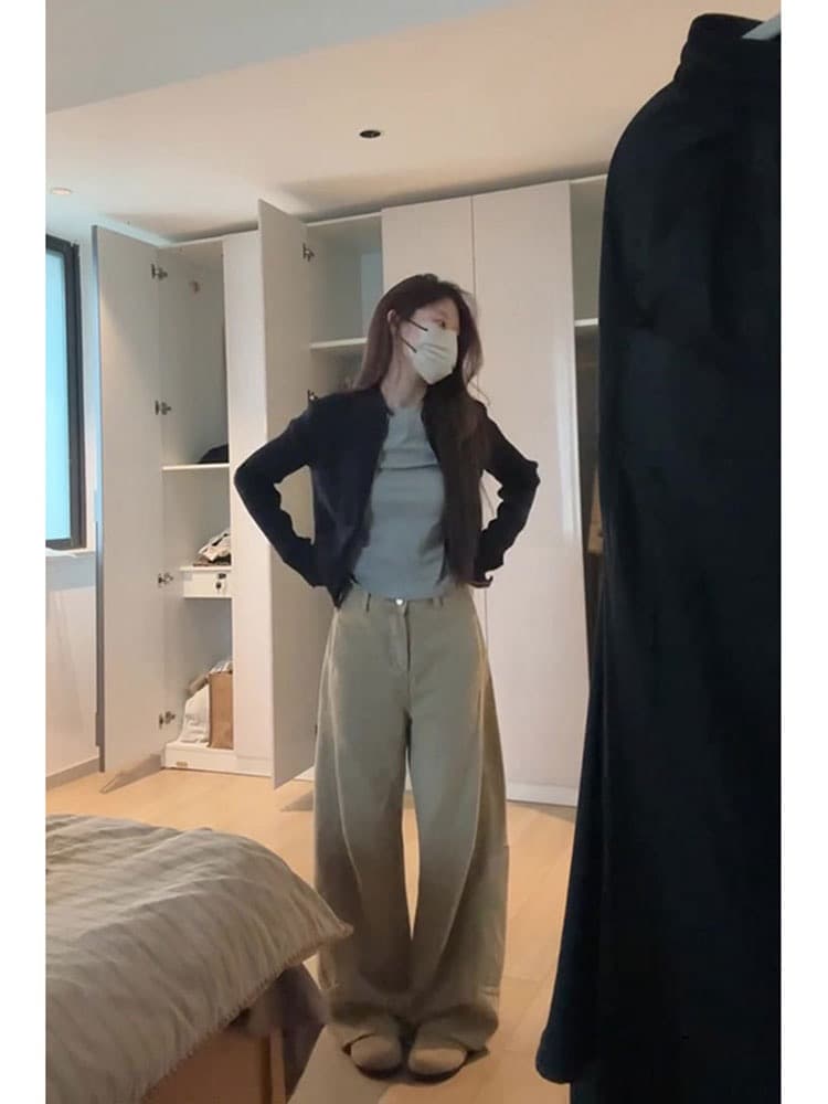 자이언트 잘 생긴 ~ 중 한 부서 지퍼 니트 재킷 캐주얼 바지 2026 봄 새로운 분위기 센스 착용 가져 가라. 세트 상세 이미지 4